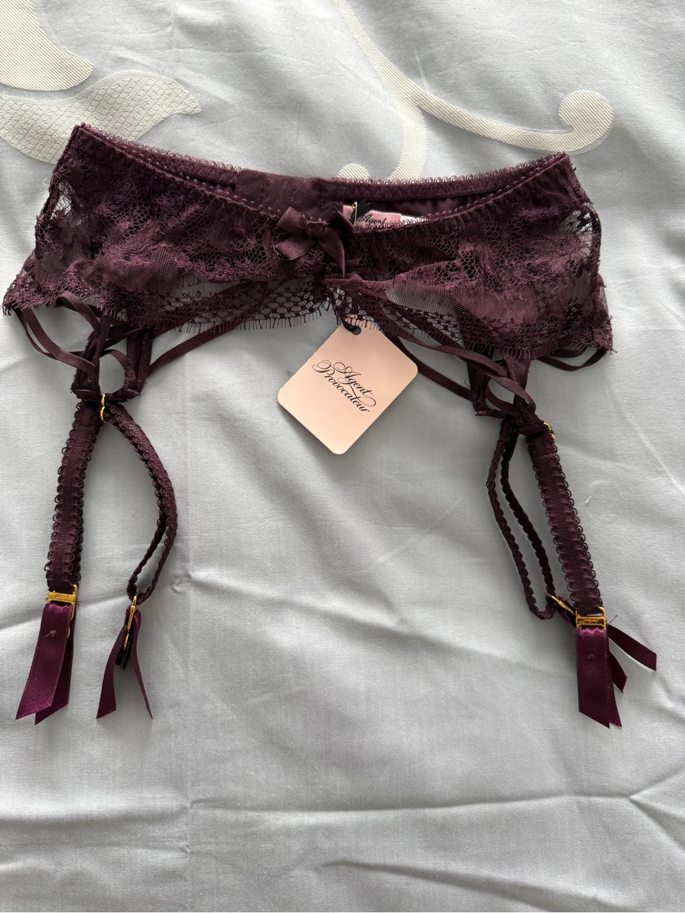 NWT Agent Provocateur Tanya suspender/garter belt in purple size 2